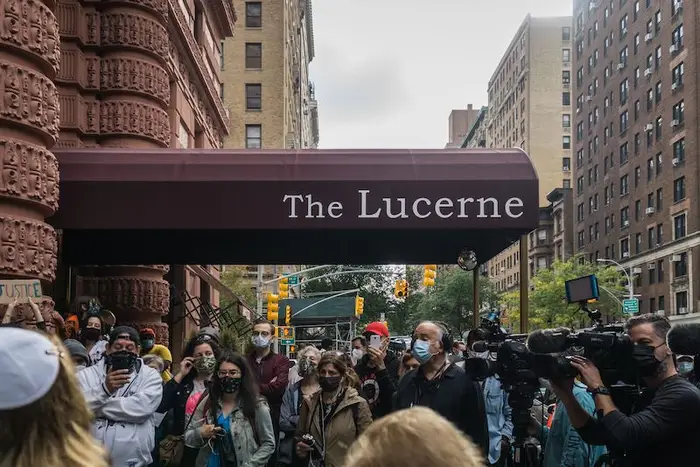 Homeless activists held a press conference outside the Lucerne Hotel on the Upper Westside of Manhattan after learning that the group of more than 200 men were being displaced and sent to another hotel downtown on October 19th.
